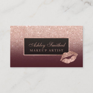Tarjeta De Visita Los labios elegantes subió maquillaje del ombre d