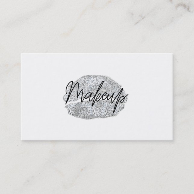 Tarjeta De Visita Los labios plateados besar maquillaje Belleza Glam (Anverso)