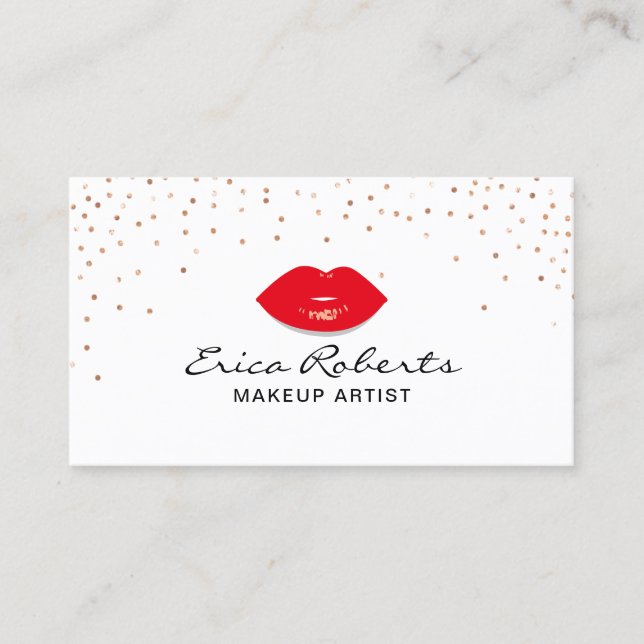 Tarjeta De Visita Los labios rojos del artista de maquillaje subió (Anverso)