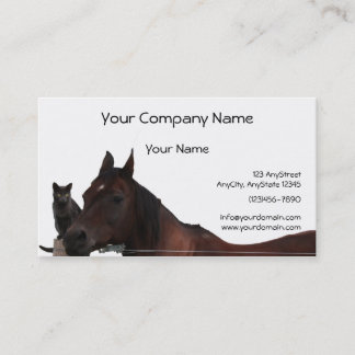 Tarjeta De Visita Los mejores amigos gato y caballo abrazan para