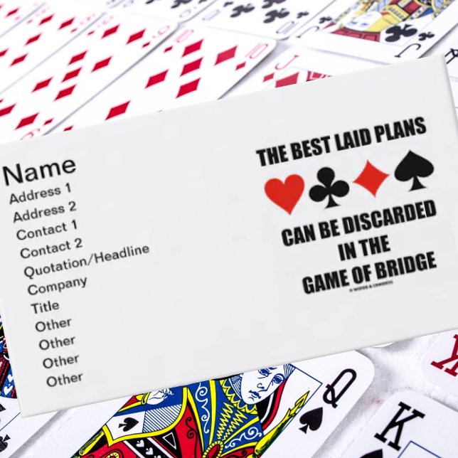 Tarjeta De Visita Los Mejores Planes Se Pueden Descartar En Puente (Introduce yourself with a dose of bridge humor with these customizable bridge saying biz cards.)