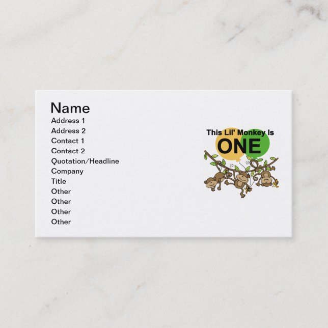 Tarjeta De Visita Los monos que se balancean primero cumpleaños de c (Anverso)