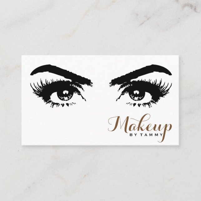 Tarjeta De Visita Los ojos elegantes se cierran encima de artista de (Anverso)