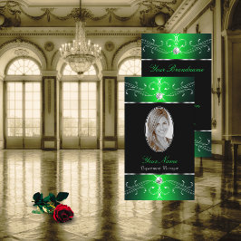 Tarjeta De Visita Los ornamentos del ornato verde negro sobresalient