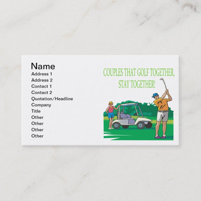 Tarjeta De Visita Los pares que Golf juntos permanecen juntos (Anverso)