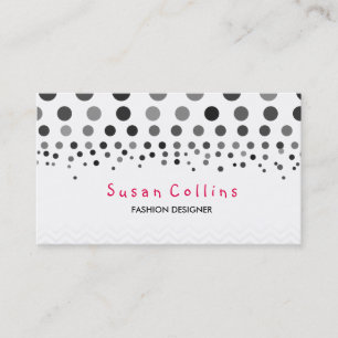 Tarjeta De Visita Los puntos de polka y la moda limpia de Chevron El