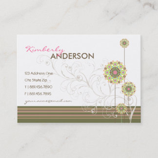 Tarjeta De Visita Los Puntos Flower Whimsical Florecen Y Nadezan La 