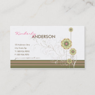 Tarjeta De Visita Los Puntos Flower Whimsical Florecen Y Nadezan La
