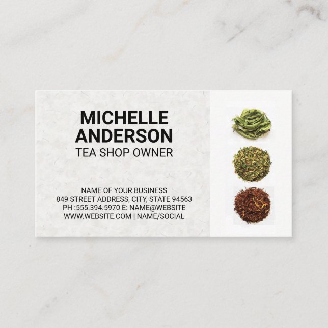 Tarjeta De Visita Los surtidos de té (Anverso)
