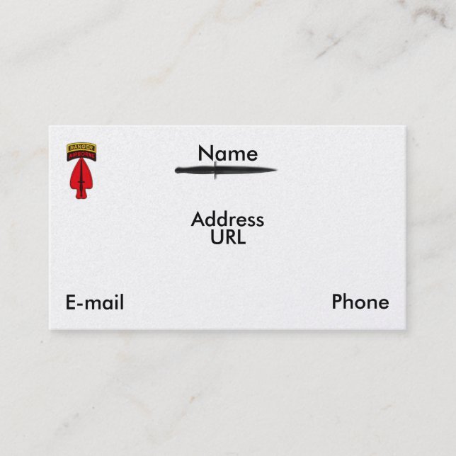 Tarjeta De Visita los veteranos especiales del sof soc de los ops (Anverso)