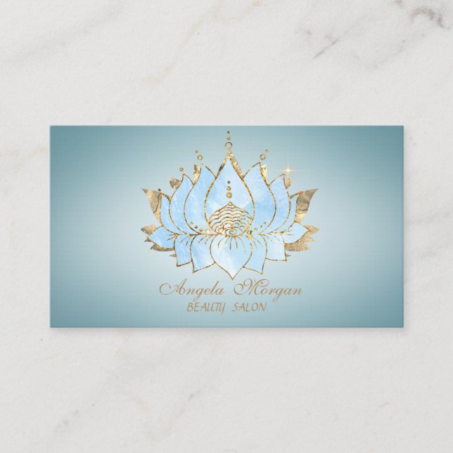 Tarjeta De Visita Loto Azul Dorado Profesional (Anverso)