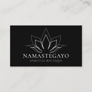 Tarjeta De Visita Loto de Meditación Espiritual Yoga Negro