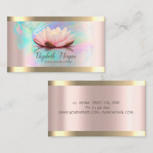 Tarjeta De Visita Loto Dorado Estriado Rosa Dorado Tinta Holográfica