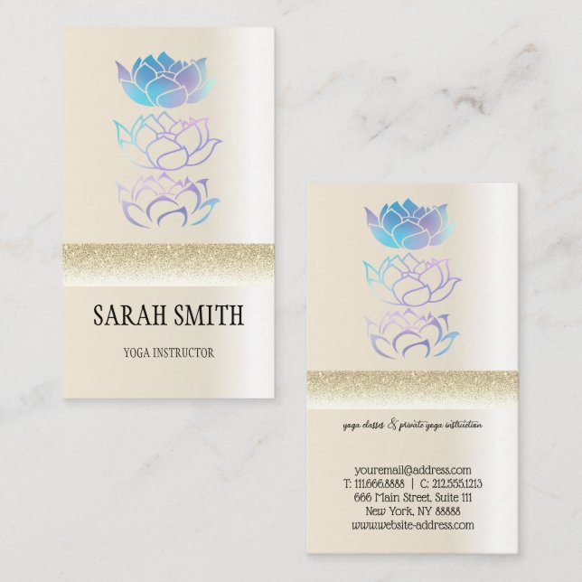 Tarjeta De Visita Loto holográfico dorado moderno (Anverso / Reverso)