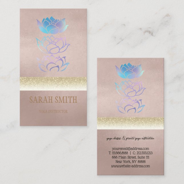 Tarjeta De Visita Loto holográfico dorado moderno (Anverso / Reverso)