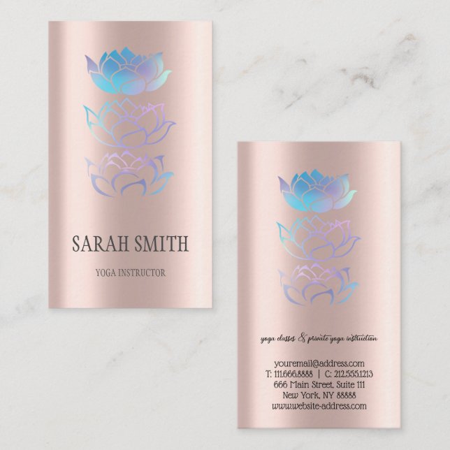 Tarjeta De Visita Loto holográfico dorado moderno (Anverso / Reverso)