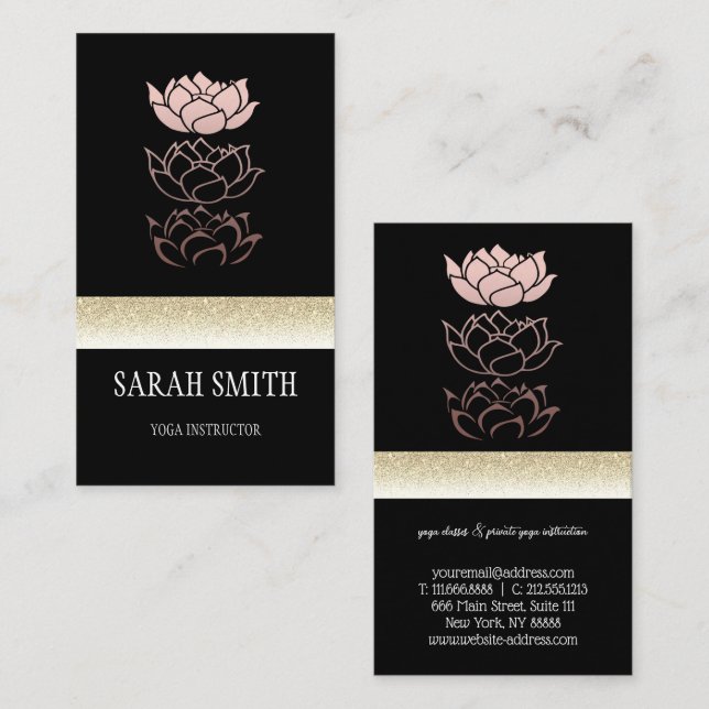 Tarjeta De Visita Loto profesional moderno de oro negro (Anverso / Reverso)