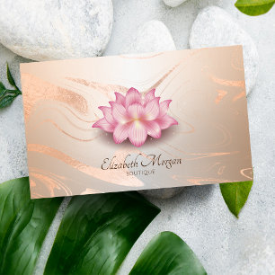 Tarjeta De Visita Loto Rosa Dorado Pincelada Loto
