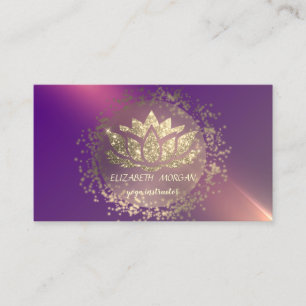 Tarjeta De Visita Loto Violeta con Brillo Dorado