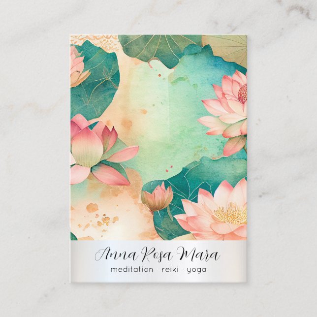 Tarjeta De Visita *~* Lotus 3 PHOTO Nature Flowers QR AP67 Art (Anverso)