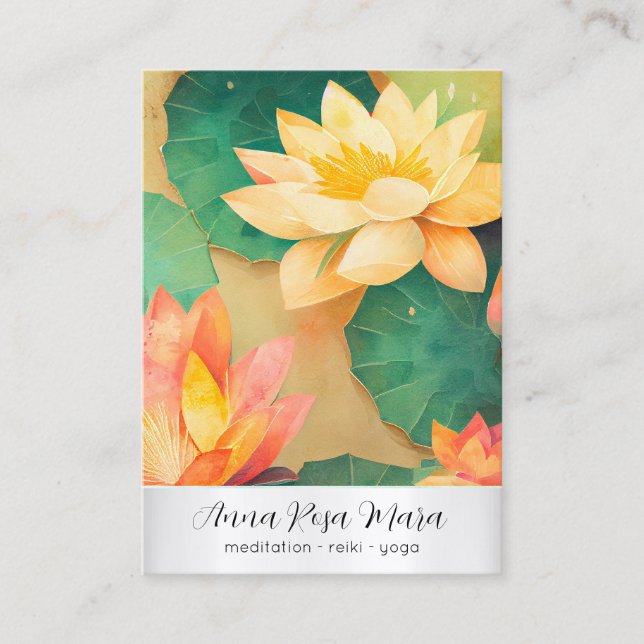 Tarjeta De Visita *~* Lotus 4 Art   PHOTO Nature Flowers QR AP67 (Anverso)