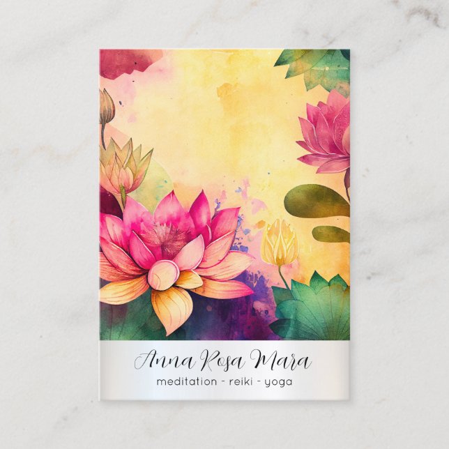 Tarjeta De Visita *~* Lotus 6 Art   PHOTO Nature Flowers QR AP67 (Anverso)