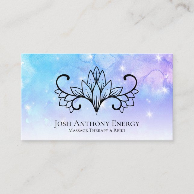Tarjeta De Visita *~* Lotus Aqua Pastel Rosa Nebula Galaxy Universo (Anverso)