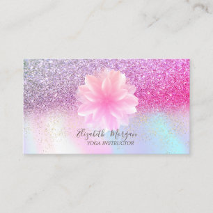 Tarjeta De Visita Lotus Brillante Moderno Confeti Holográfico