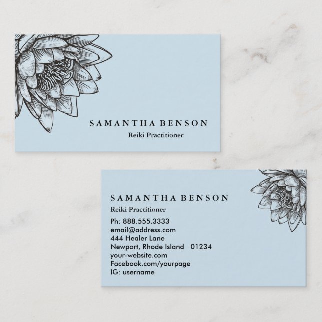 Tarjeta De Visita Lotus con luz de energía de Reiki de yoga y curado (Anverso / Reverso)