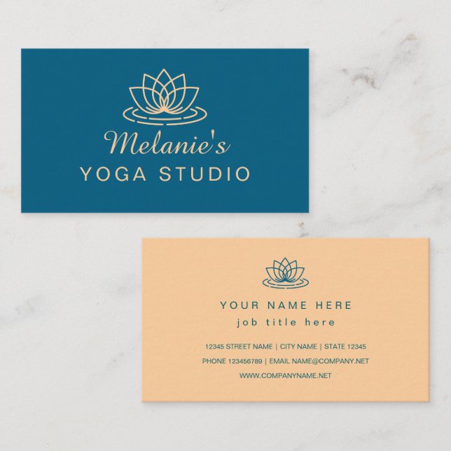 Tarjeta De Visita Lotus flower elegant yoga business card template (Anverso / Reverso)