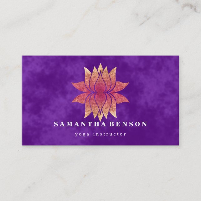 Tarjeta De Visita Lotus Flower Logo Yoga Business Card (Anverso)