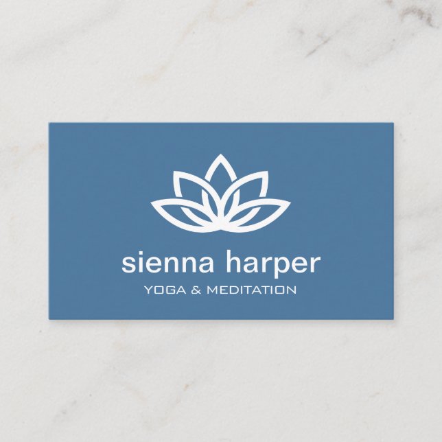 Tarjeta De Visita Lotus Flower Yoga Instructor Navy Blue (Anverso)