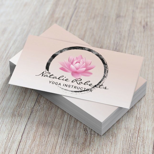 Tarjeta De Visita Lotus Flower Zen Circle Yoga Instructor Wellness (Subido por el creador)