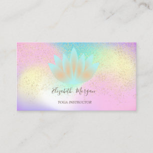 Tarjeta De Visita Lotus,Gold Confetti Yoga Instructor Lotus