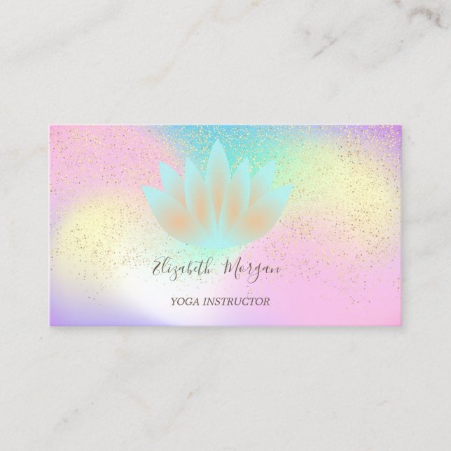Tarjeta De Visita Lotus,Gold Confetti Yoga Instructor Lotus (Anverso)