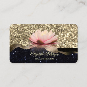 Tarjeta De Visita Lotus Gold Negro Brillante Elegante