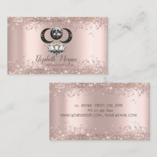 Tarjeta De Visita Lotus Luna Rosa Polvo Brillante Yoga