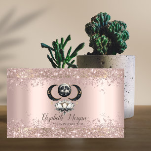 Tarjeta De Visita Lotus Luna Rosa Polvo Brillante Yoga