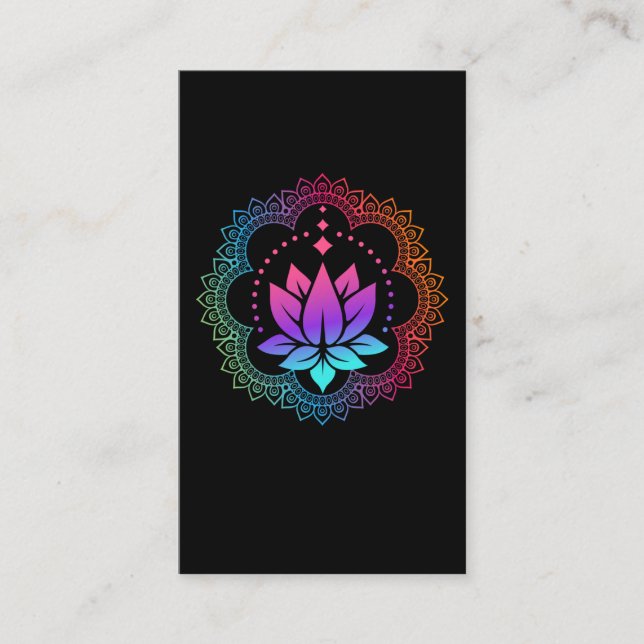 Tarjeta De Visita Lotus Mandala Spiritual Reiki Master Yoga Chakra (Anverso)
