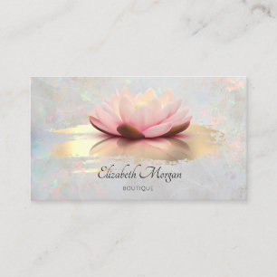 Tarjeta De Visita Lotus Moderno Dorado Trazo de Pincel Ópalo Holográ