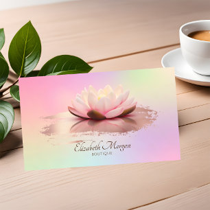 Tarjeta De Visita Lotus Moderno Rosa Dorado Trazo Holográfico