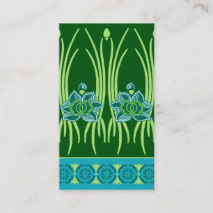 TARJETA DE VISITA LOTUS NOUVEAU: ESCENA DEL VERDE AZUL