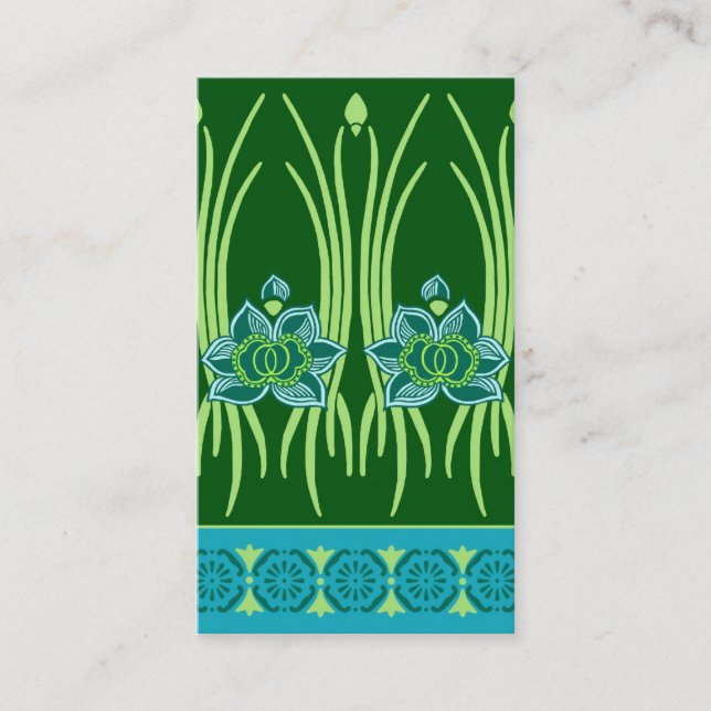 TARJETA DE VISITA LOTUS NOUVEAU: ESCENA DEL VERDE AZUL (Anverso)
