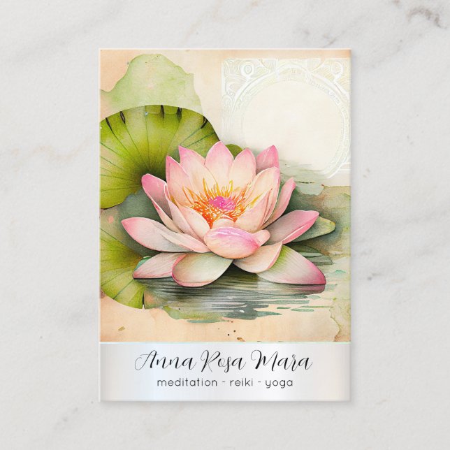 Tarjeta De Visita *~* Lotus PHOTO Nature Flowers QR AP67 Art (Anverso)