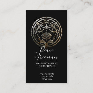 Tarjeta De Visita Lotus Quietud   Diseño de Mandala de Plata