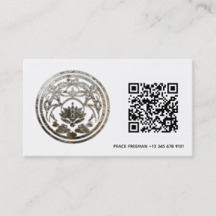 Tarjeta De Visita Lotus Quietud   Diseño de Mandala de Plata