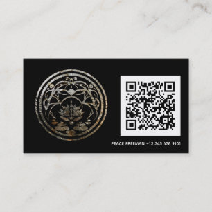 Tarjeta De Visita Lotus Quietud   Diseño de Mandala de Plata