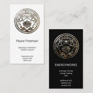 Tarjeta De Visita Lotus Quietud Diseño de Mandala de Plata