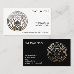 Tarjeta De Visita Lotus Quietud Diseño de Mandala de Plata