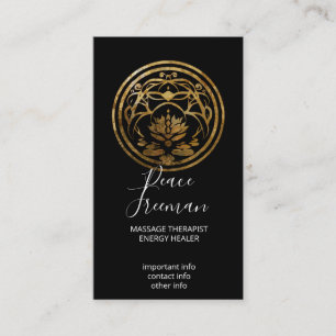 Tarjeta De Visita Lotus Quietud   Diseño de Mandala Dorado
